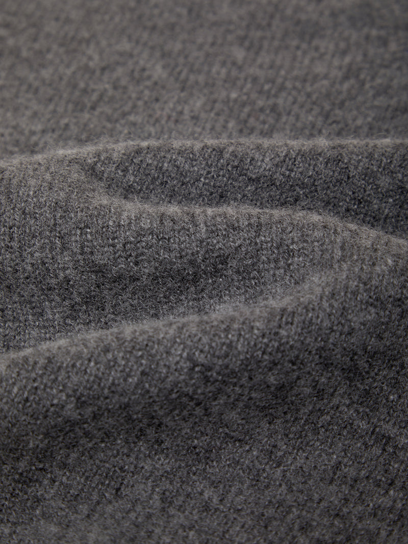 Sloane High V-Neck Cashmere Pullover - Grey Heather Combo