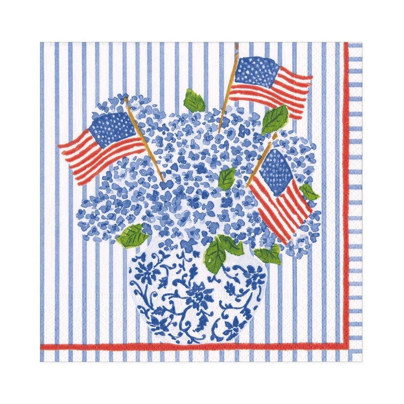Luncheon Napkins - Flags & Hydrangeas