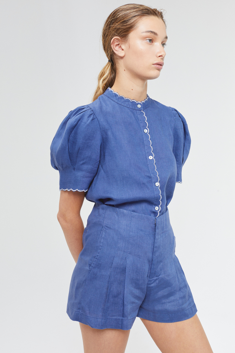 Linen Shorts Frida - Blue