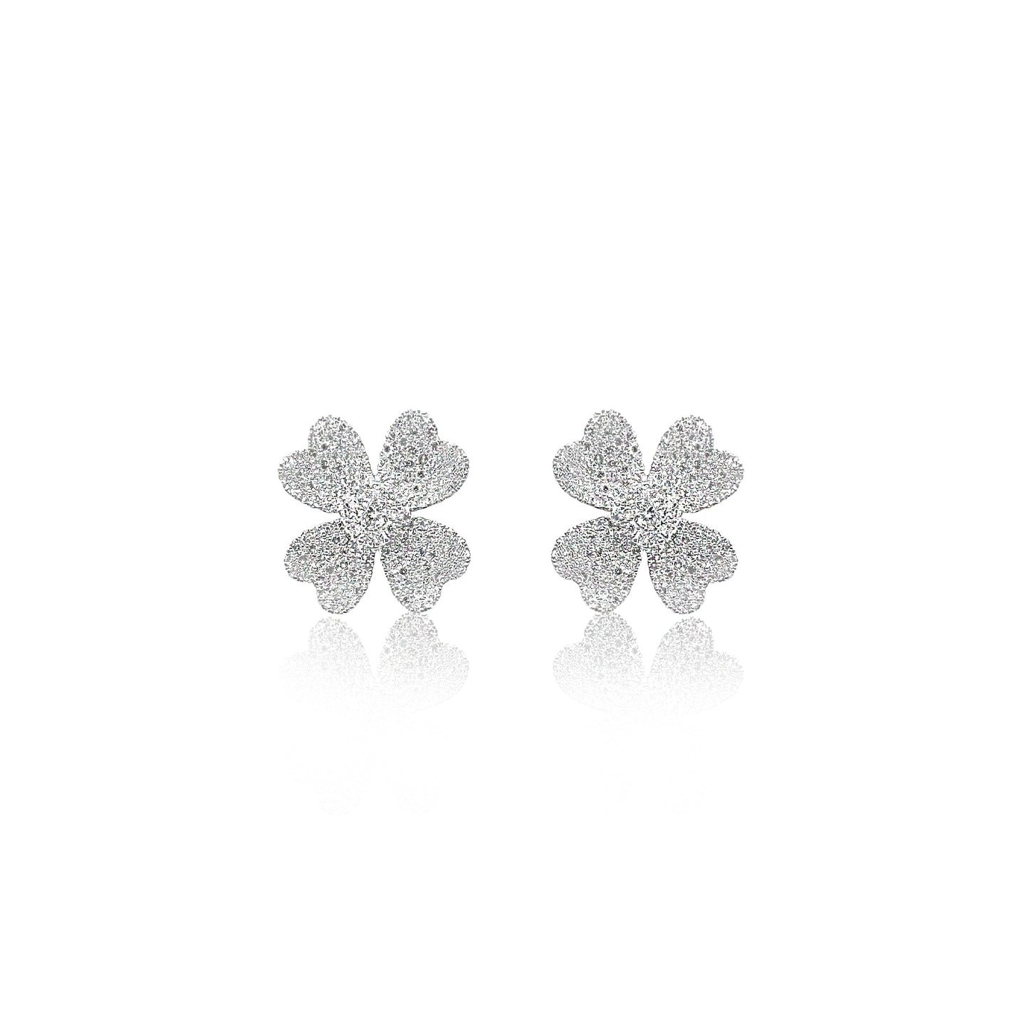 White Gold Diamond Flower Studs