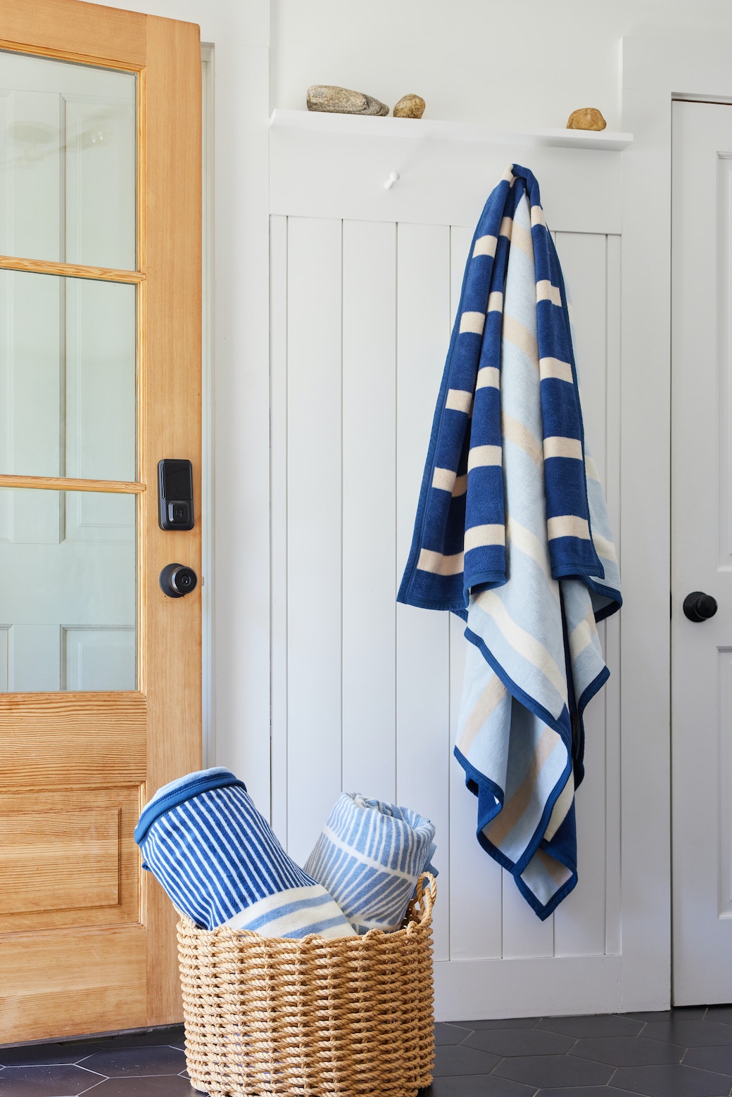 Mixed Stripe Vintage Blue & Wheat Blanket