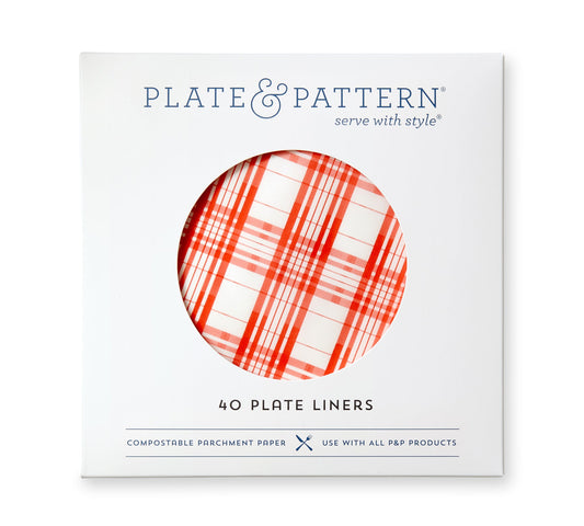 Pre-Formed Plate Paper Liners - Red Plaid