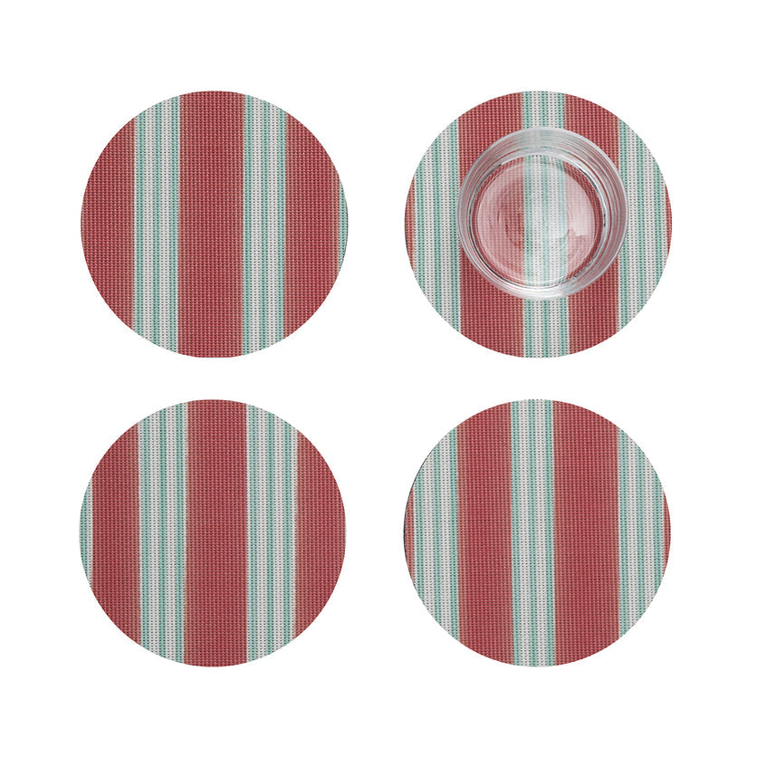 Festive Stripe Coasters - Red