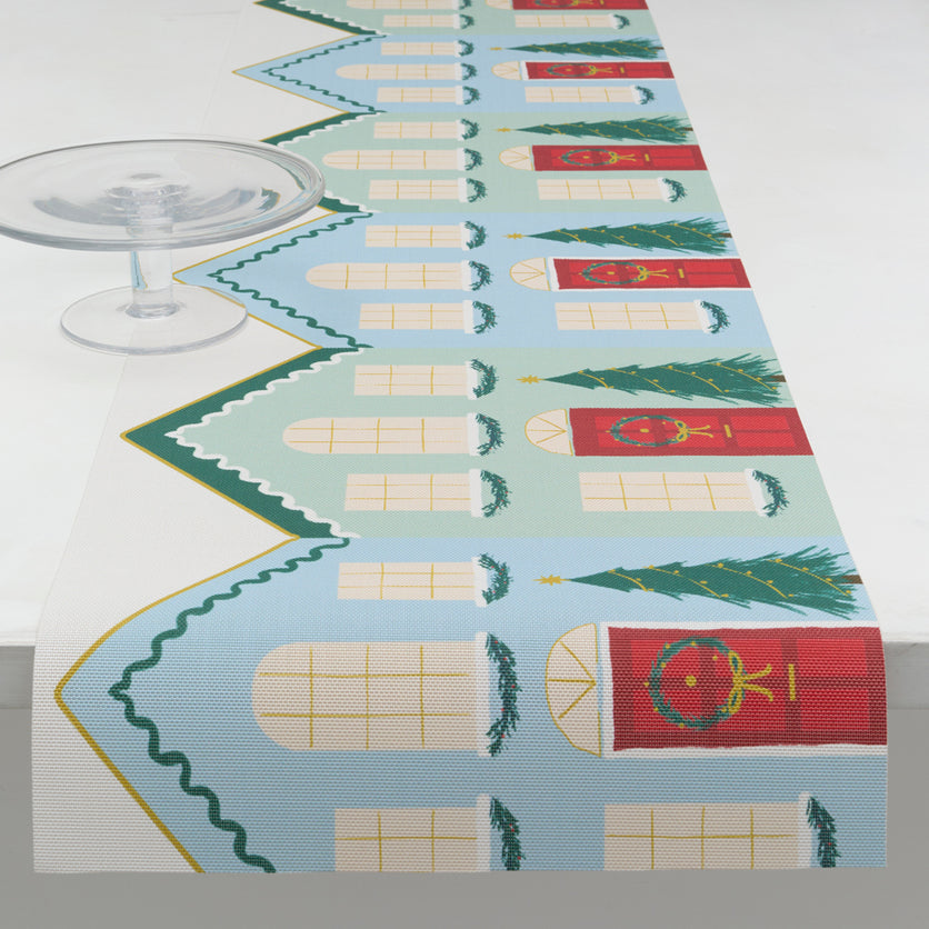 Festive Houses Runner - Blue & Green