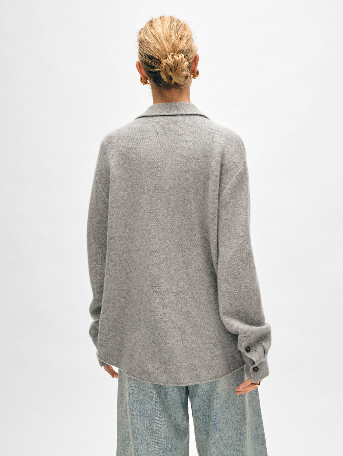 Cashmere Luxe Button Down Shacket - Grey Heather