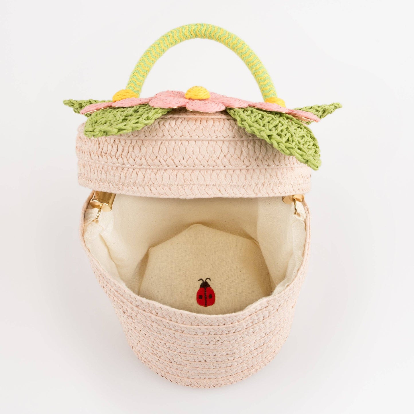 Pink Flower Pot Basket Bag