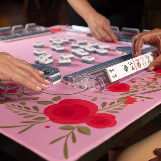 Mahjong Table Mat - Pink Rose Mat