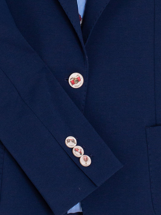 Blazer with Illustrated Lining - Navy