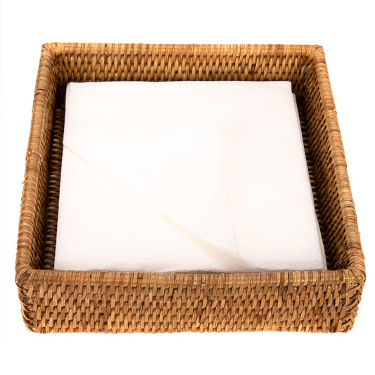 Rattan Luncheon Napkin Holder – Handcrafted Table Accent: Honey Brown