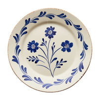 Casa Nuno Blue and White Dinner Plate, Vines, 3 Flowers/Vines