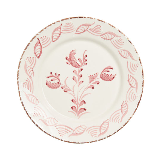 Casa Nuno Pink and White Dinner Plate, 3 Flowers/Shells