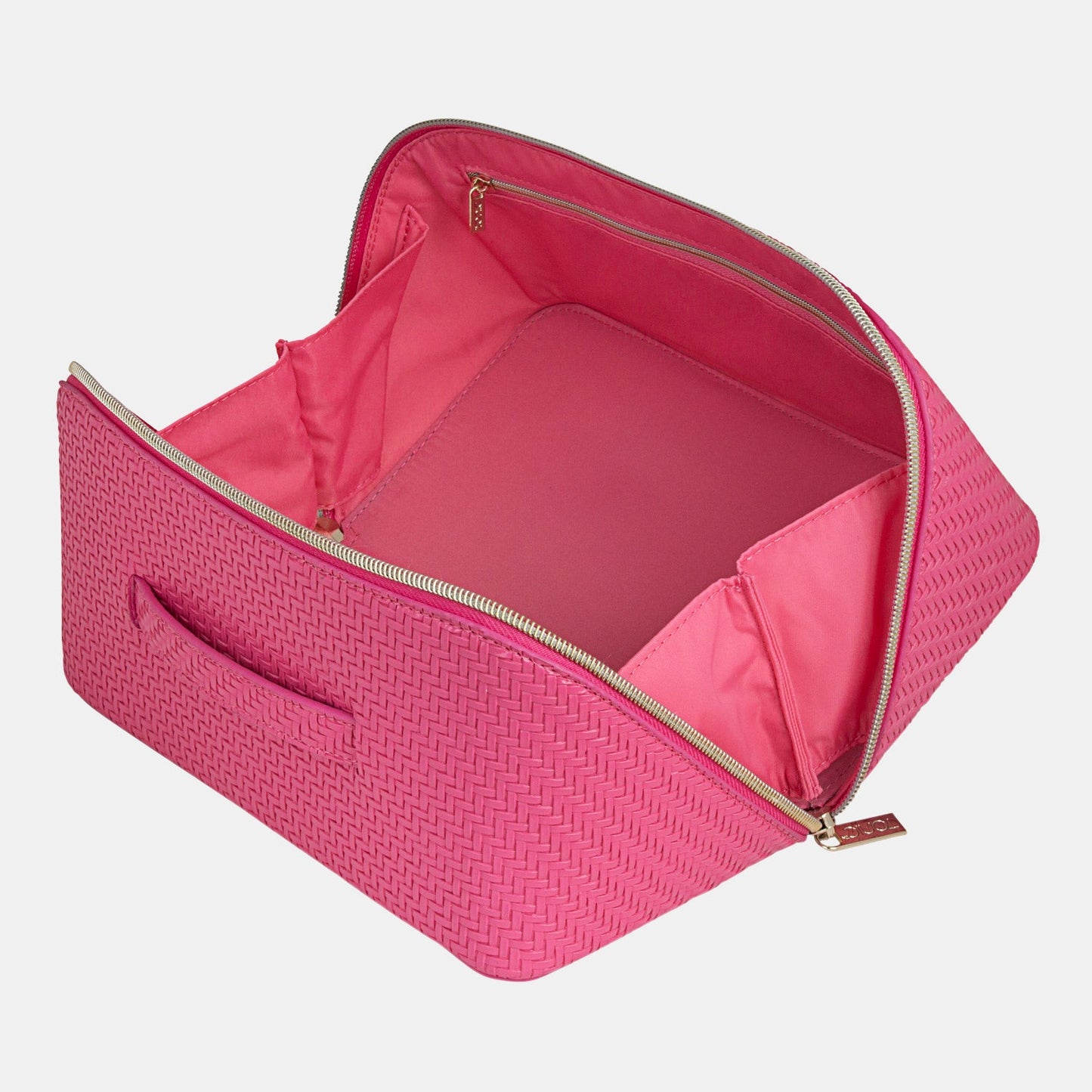 Large Beauty Bag - Herringbone Raspberry