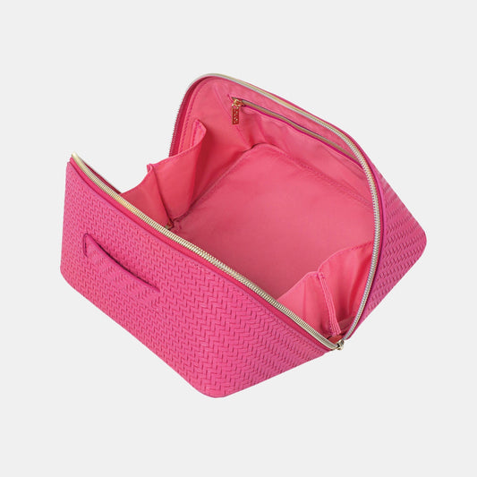 Medium Beauty Bag - Herringbone Raspberry