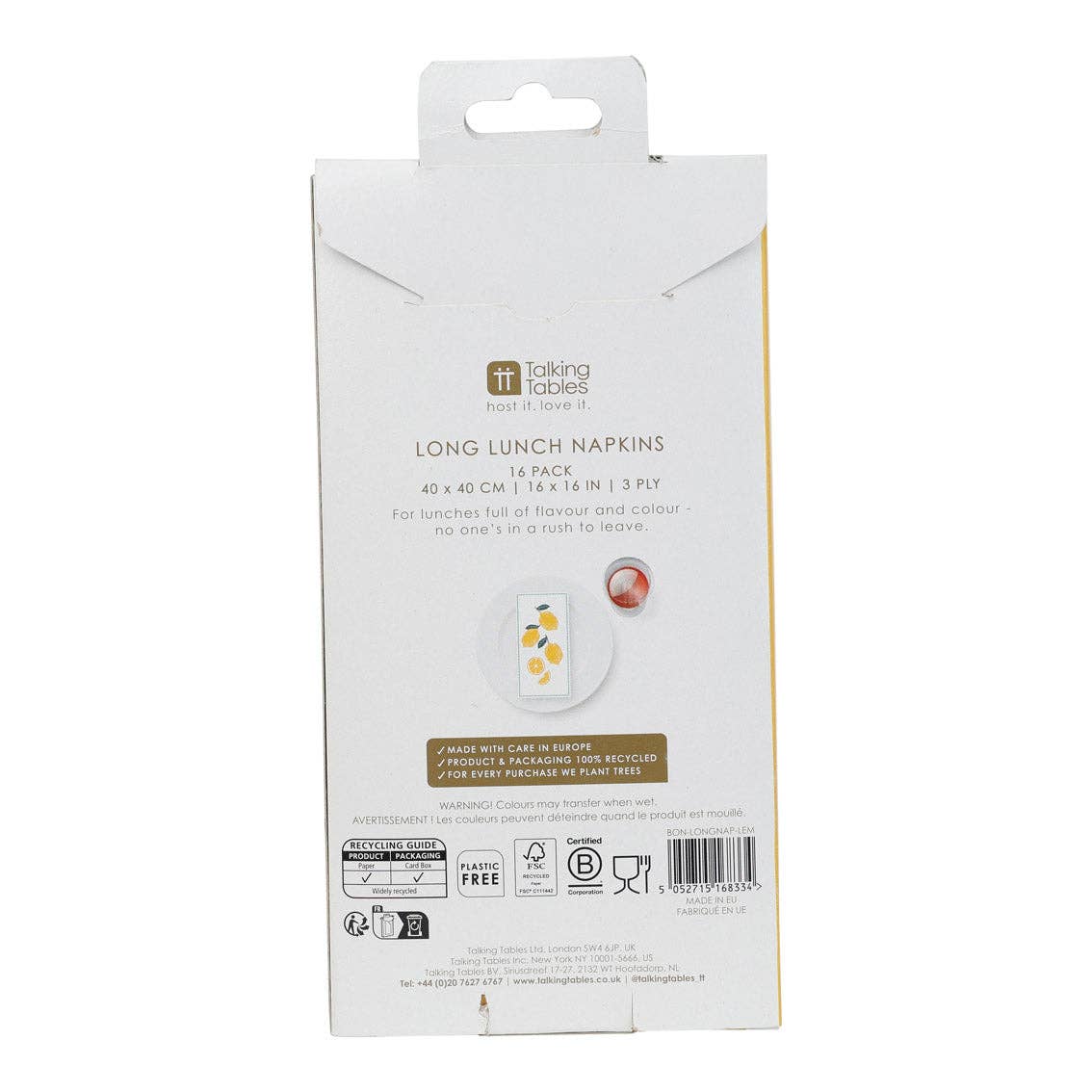 Lunch Paper Napkins - Lemon - Pack of 16