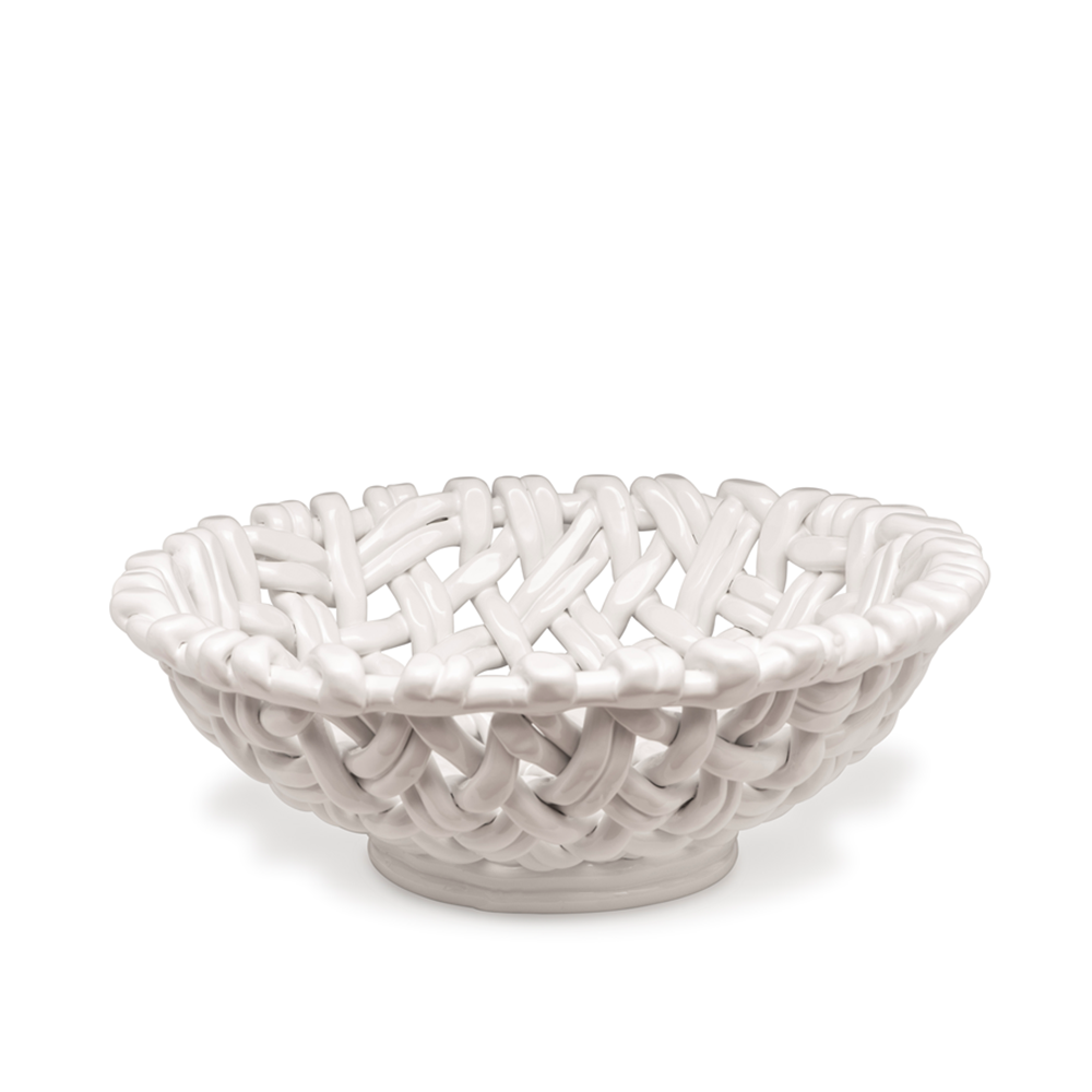 Round Woven Basket White
