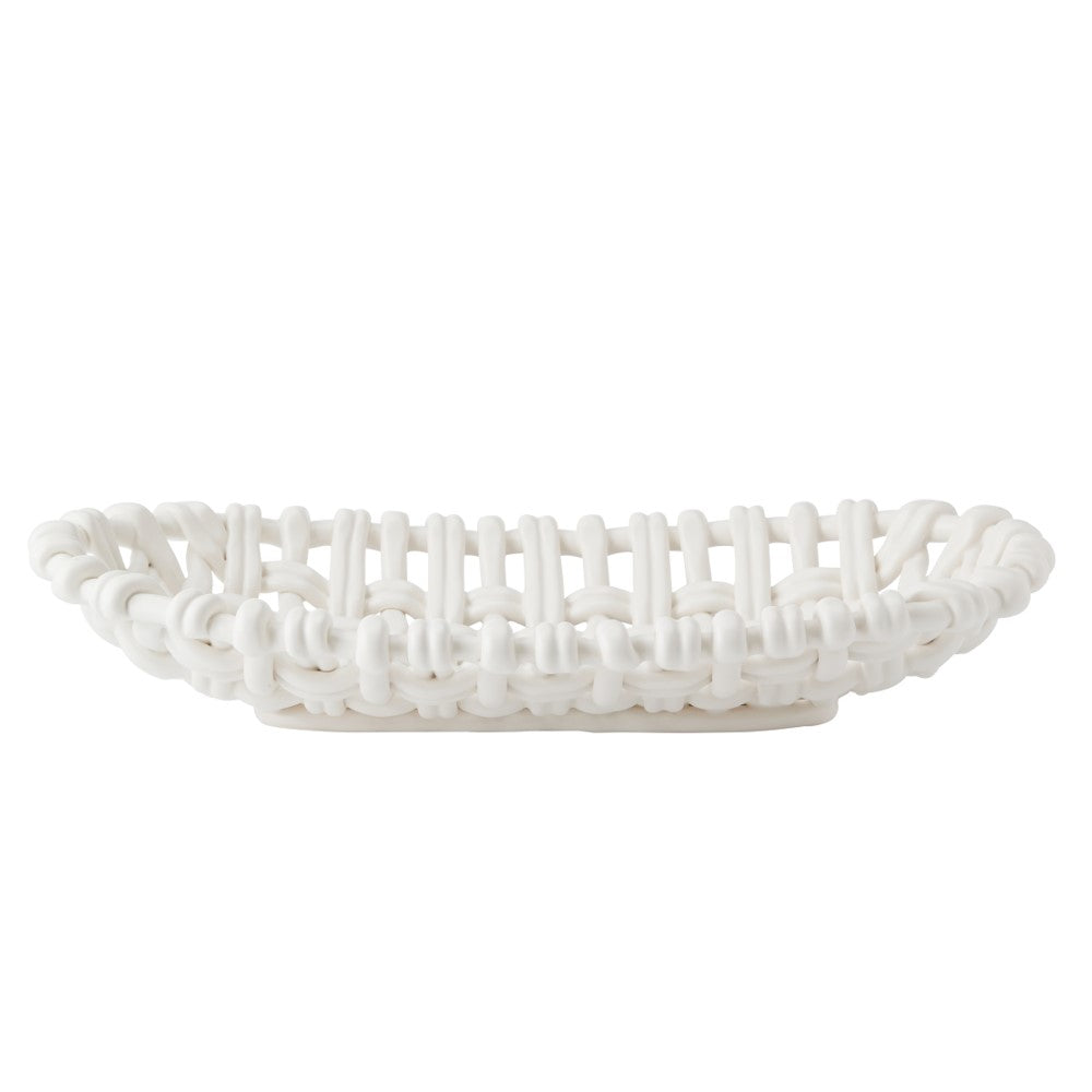 Woven Oval Basket - Matte White