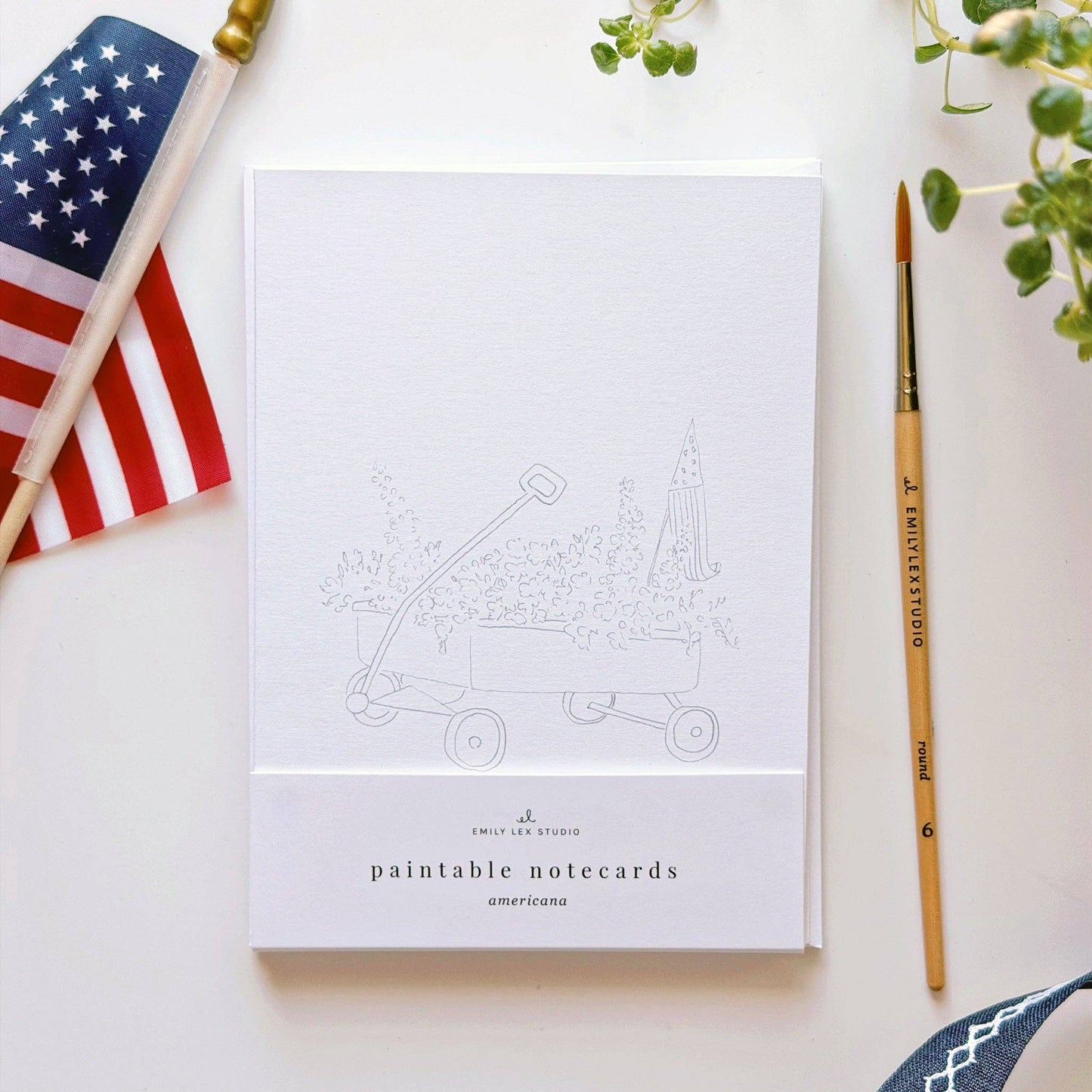 Set of 8 Paintable Notecards - Americana Paintable