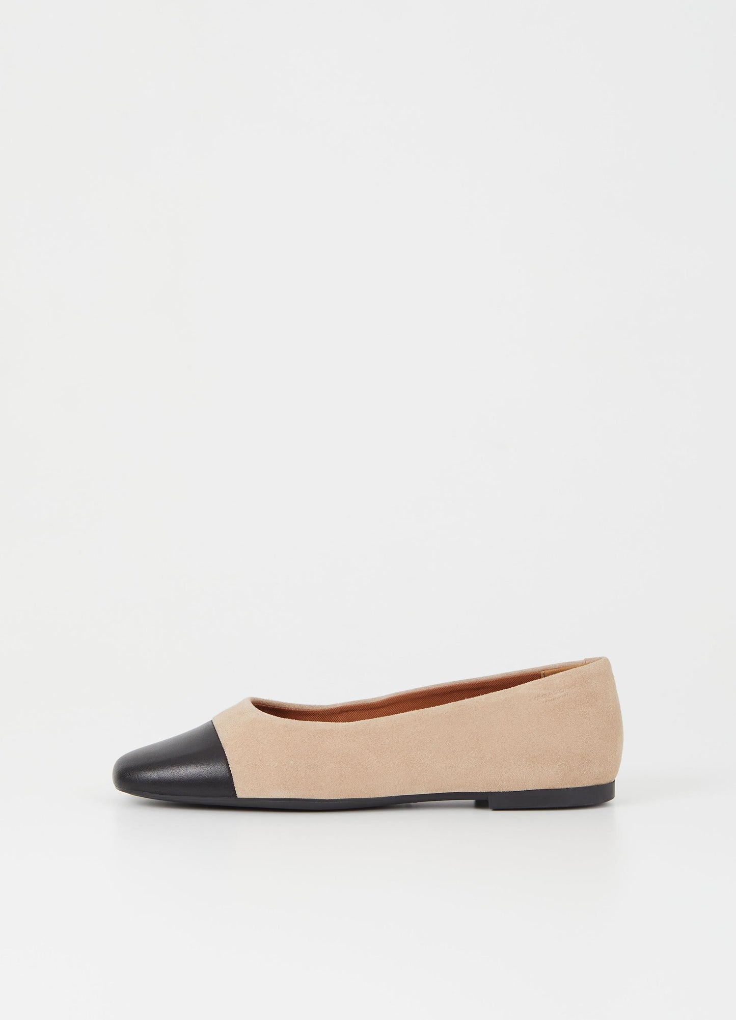 Jolin Ballerina Flat in Suede with Leather Black Tip