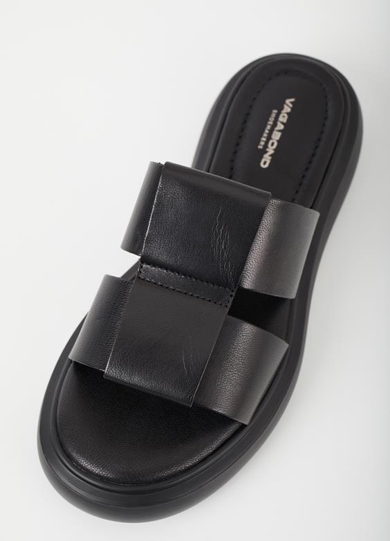 Blenda Slide in Black Leather