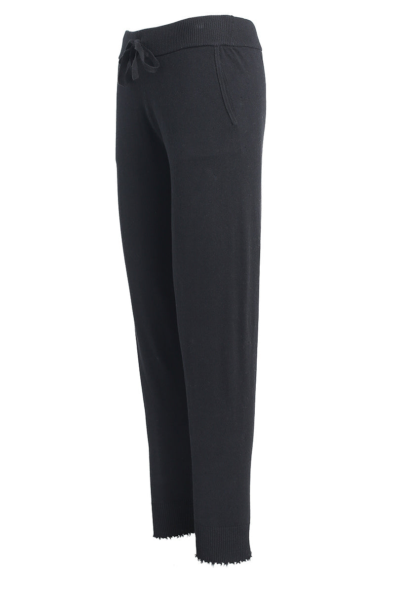 Cotton/Cashmere Frayed Jogger - Black Charcoal