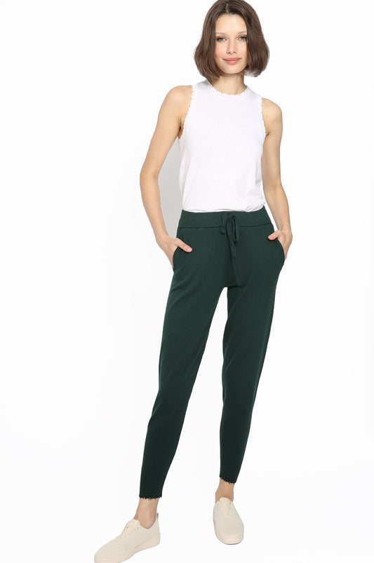 Cotton/Cashmere Frayed Jogger Pant - Pine