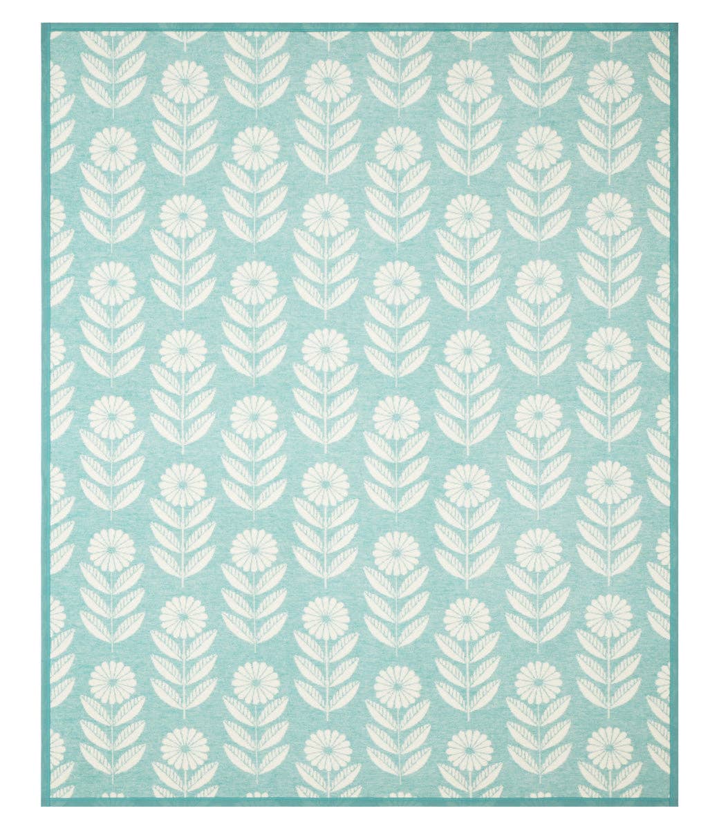 Nordic Floral Blanket - Orion Blue on