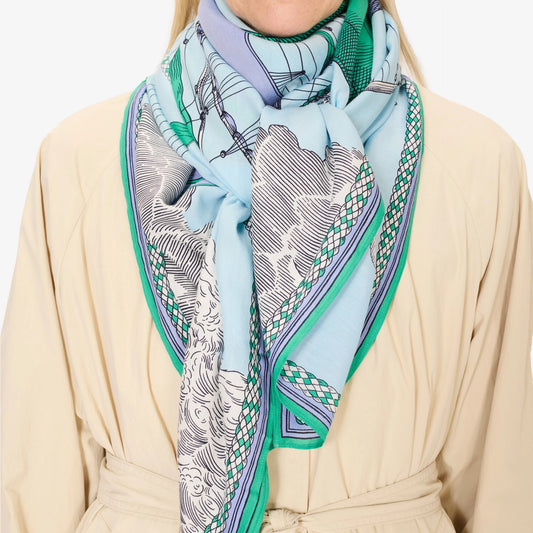 Scarf Square 130 - Des Rives et Des Reves - Green