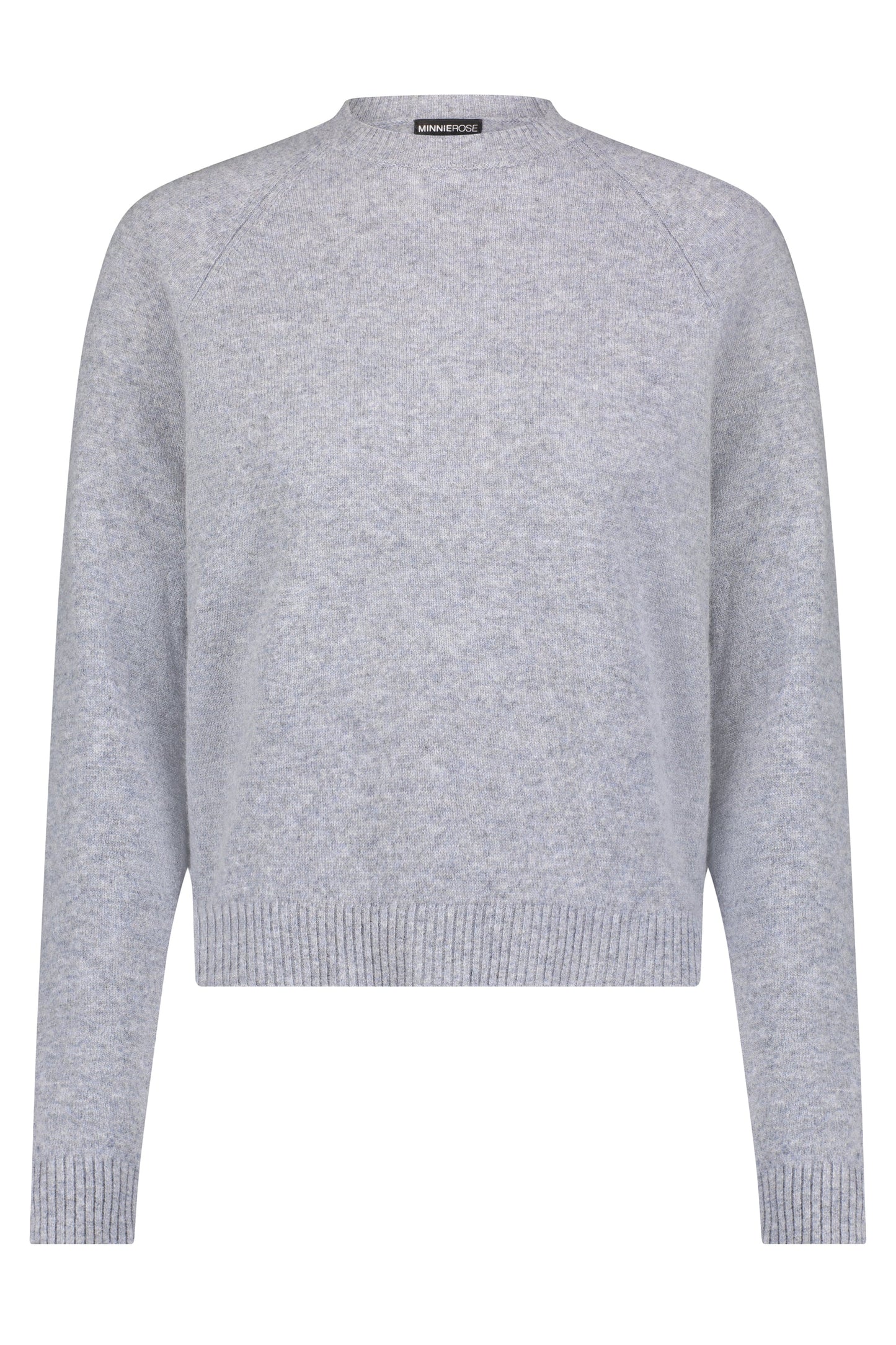 Cashmere Long Sleeve Shrunken Crew Neck Sweater - Grey Shadow