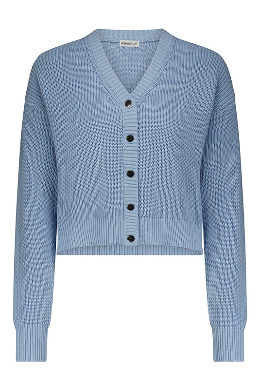 Cotton Shaker Crop Cardigan - Fresco Blue