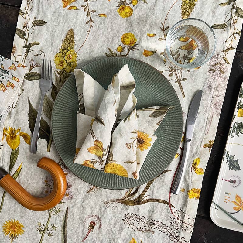 Flora Danica Yellow Linen Napkin
