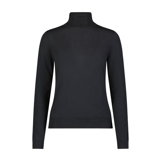 Supima Cotton/Cashmere Turtleneck - Black