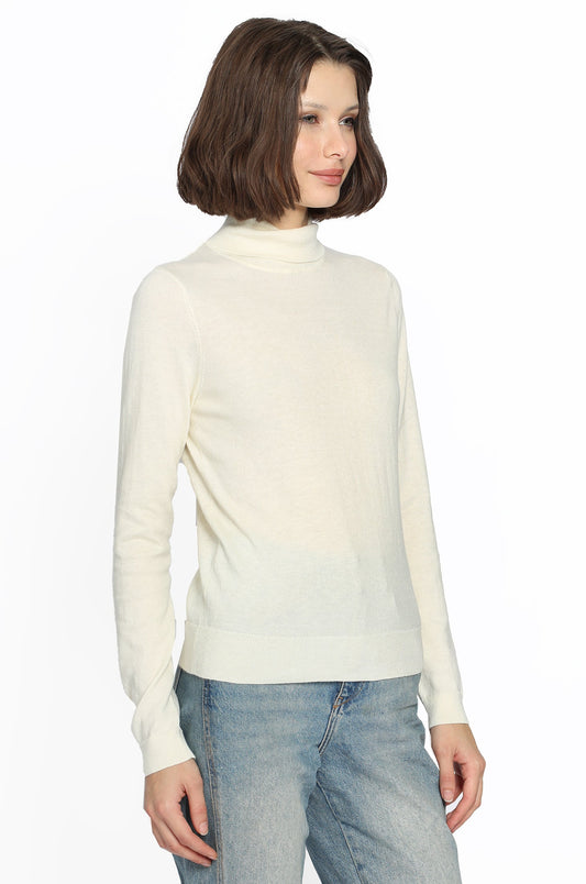 Supima Cotton/Cashmere Turtleneck - Starch