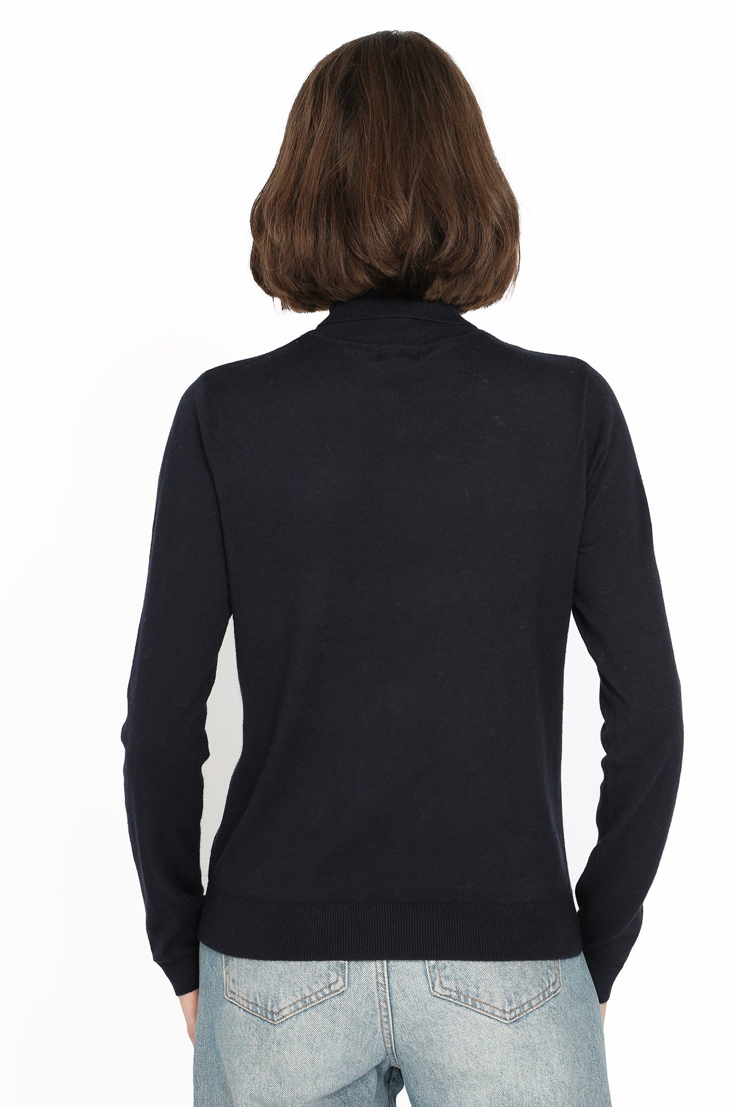 Supima Cotton/Cashmere Turtleneck - Black
