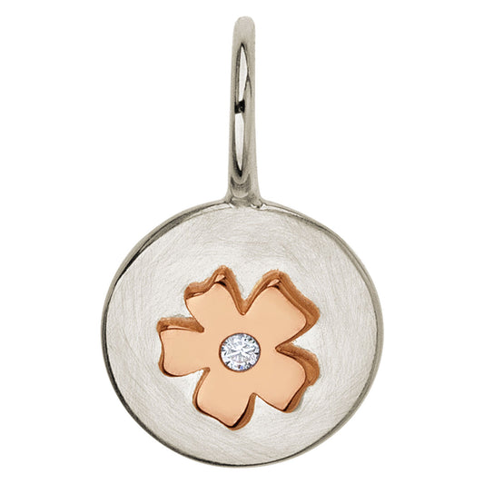 Silver & Gold Cherry Blossom Round Charm