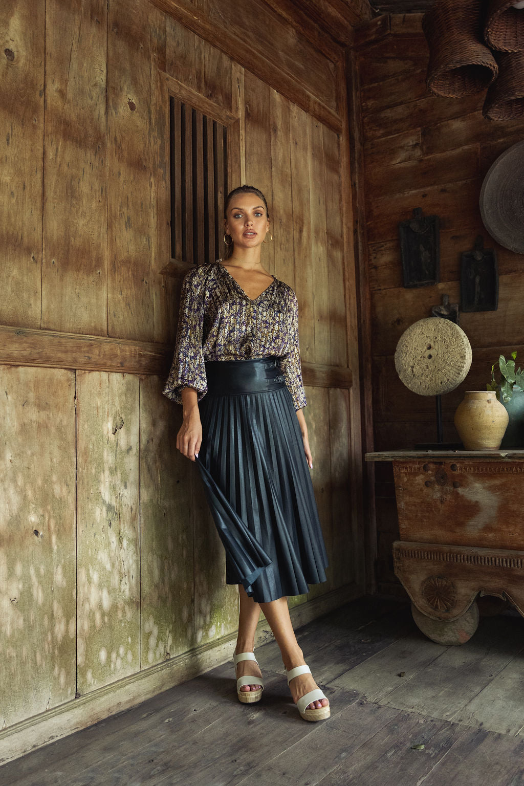 Hendrix Black Vegan Leather Skirt