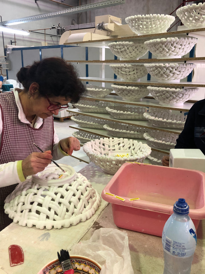 Round Woven Basket White