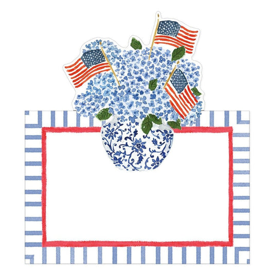 Place Cards - Flags And Hydrangeas