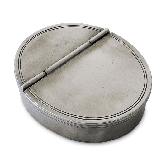 Pewter Oval Lidded Cigar Ash Tray