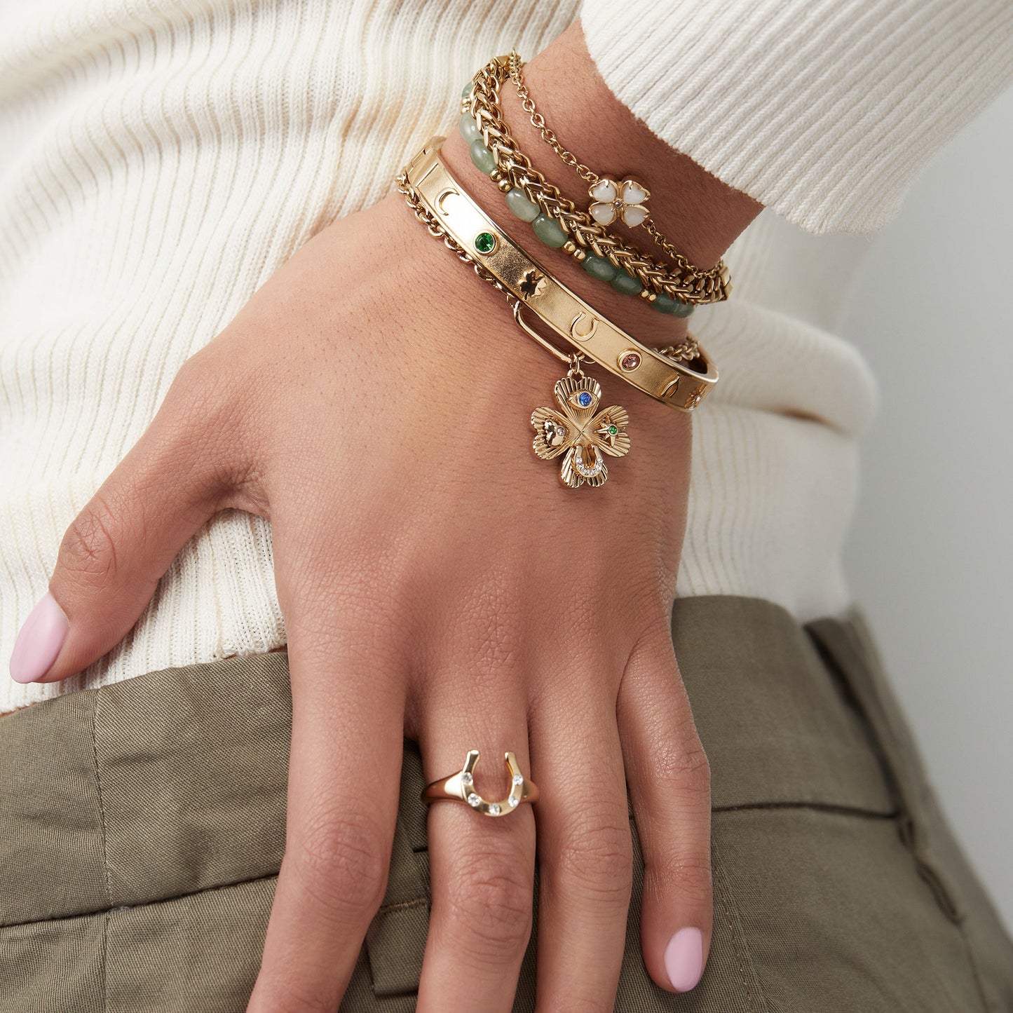 Lucky Four-Leaf Clover Adjustable Bracelet