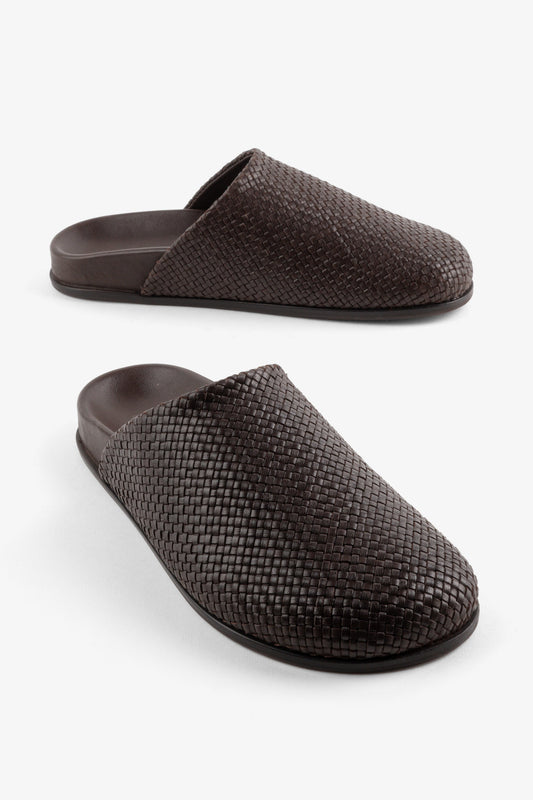 Agatha Woven Slip on Mule - Chocolate