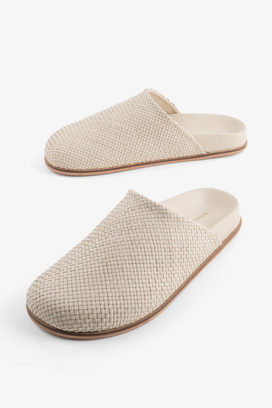 Agatha Woven Slip on Woven Mule - Cream