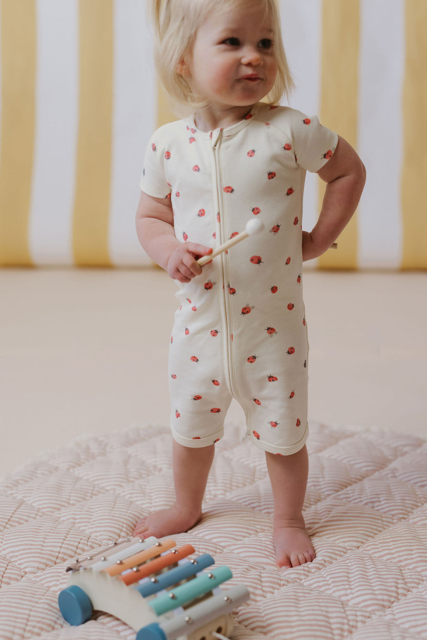 Short Sleeve Sleeper - Lucky Ladybug