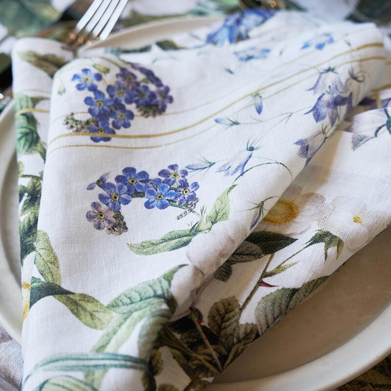 Linen Napkin - Blue Flower Garden
