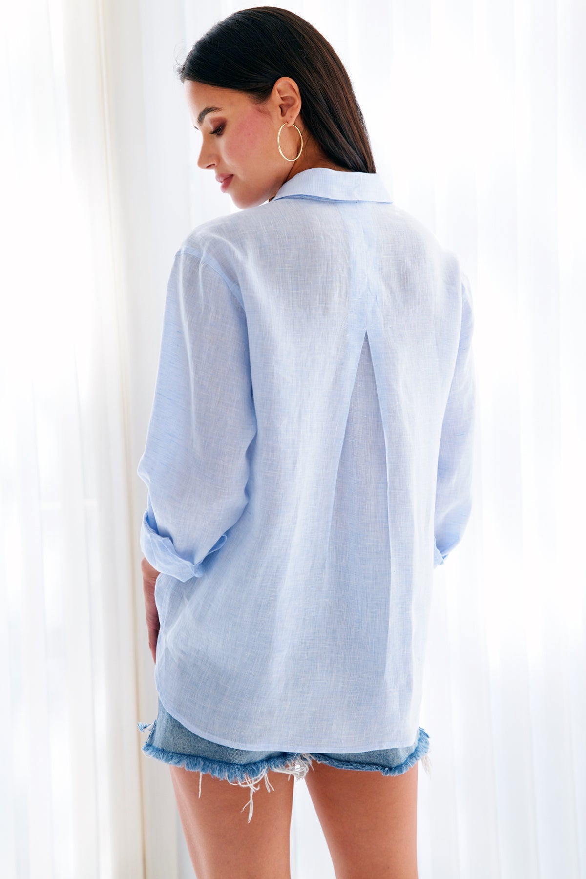 Andrew Linen Boyfriend Shirt - Pale Chambray