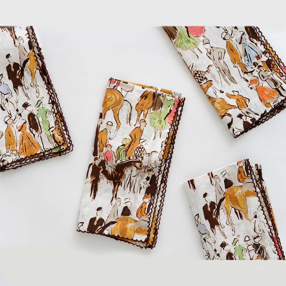 Set of 4 Paddock Scene Linen Napkins