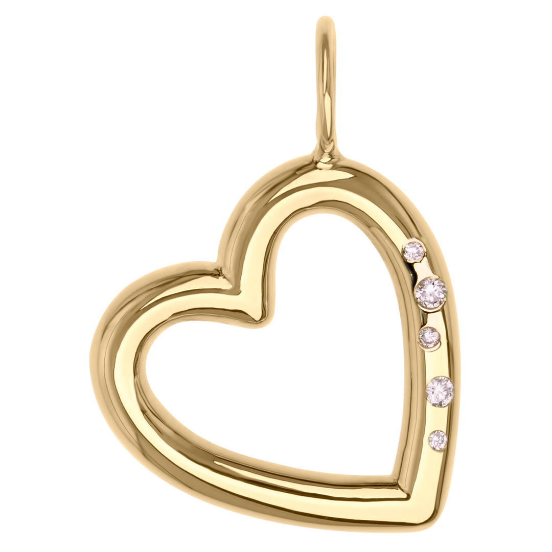 14k Gold Open Heart Charm