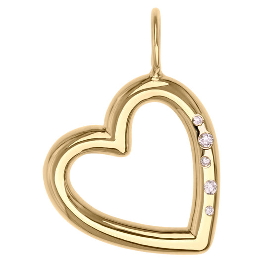 14k Gold Open Heart Charm