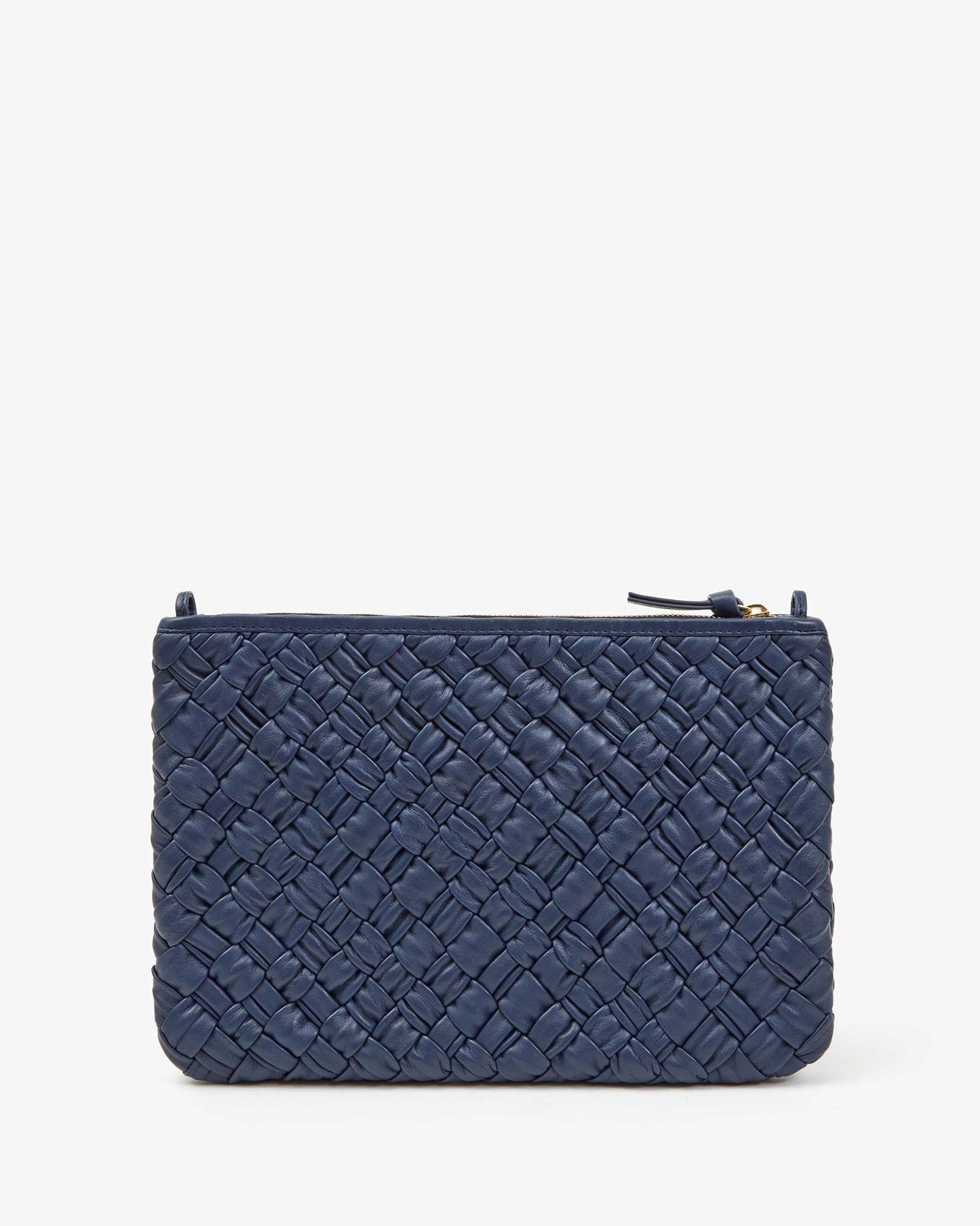 Flat Clutch with Tabs - Puffy Woven - Bright Navy