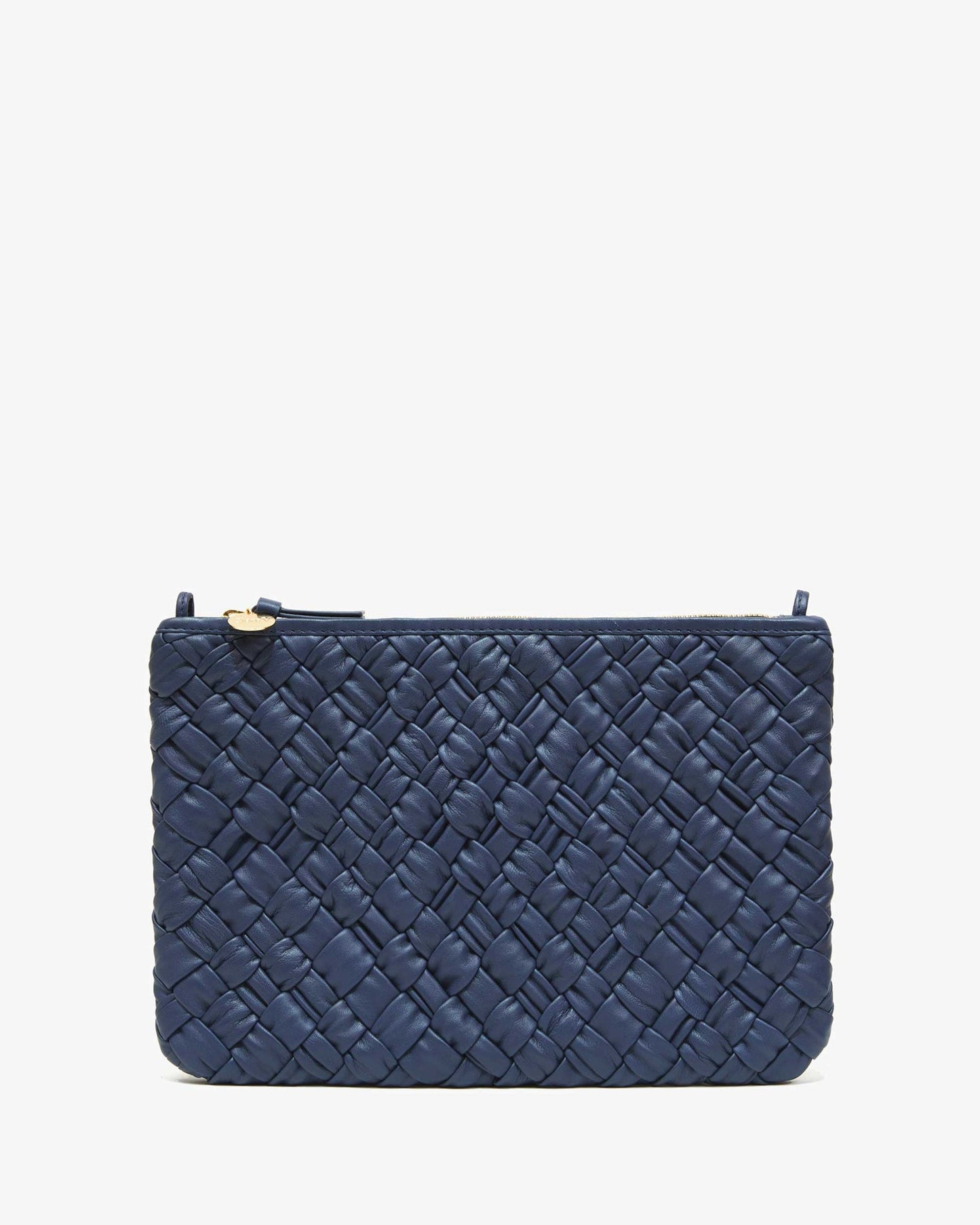Flat Clutch with Tabs - Puffy Woven - Bright Navy
