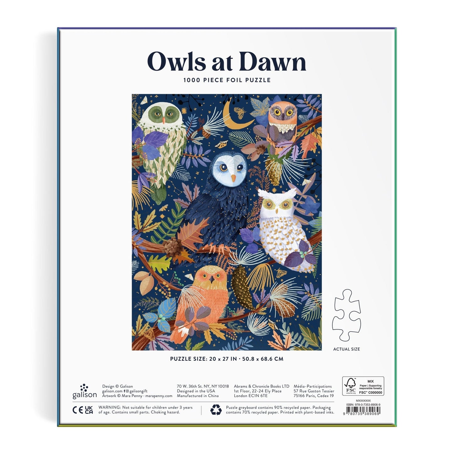 1000 Piece Foil Puzzle - Owls at Dawn